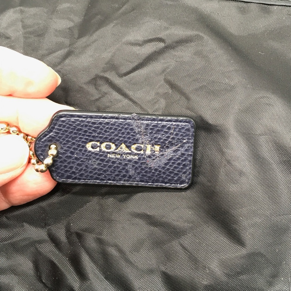 COACH Grained Leather Key Fob Bag Charm Keychain Hang Tag